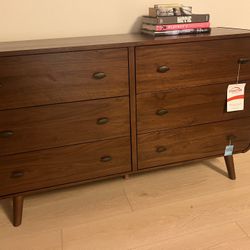 New Mid Century Dresser.  Dark Walnut Finish. 62x17x36H.  Free Delivery!