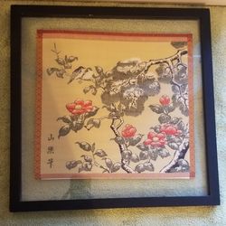 Japanese Silk Embroidery Of A Blossoming Branch