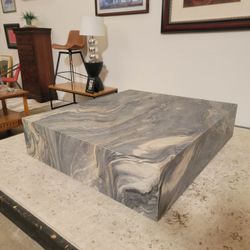 Large Modern Stone-Wrapped Square Block Coffee Table