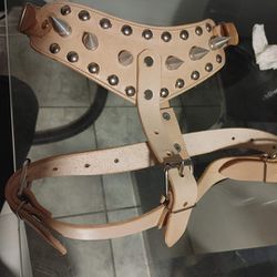 LEATHER MADE DOG HARNESS & COLLAR 