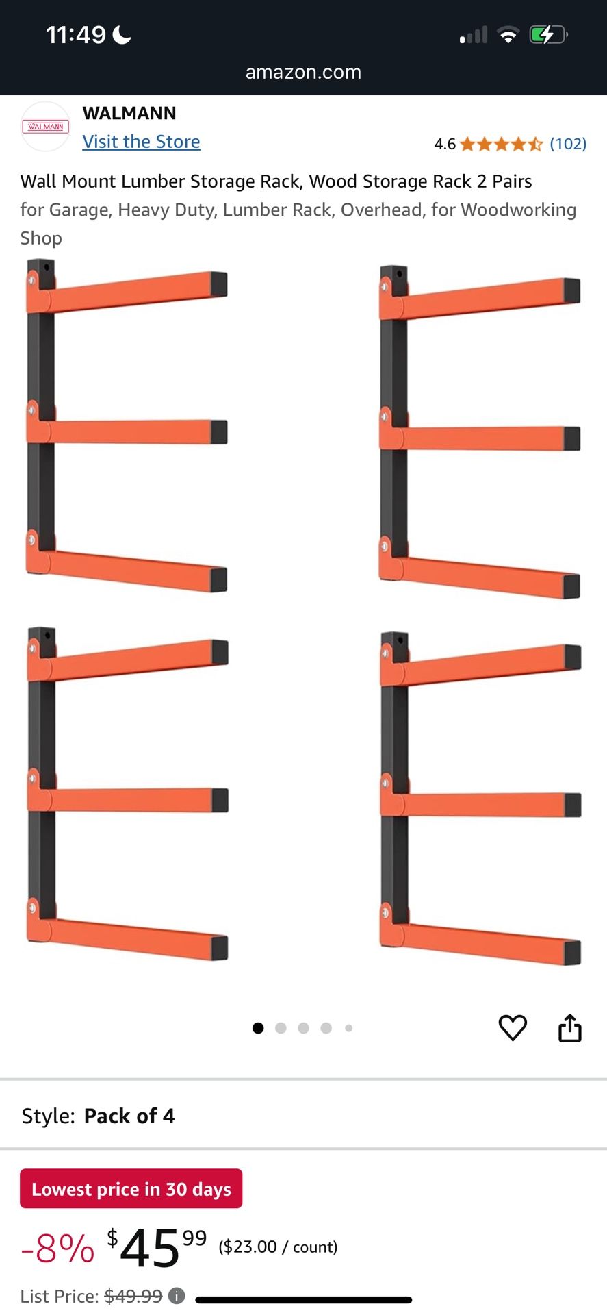 Lumber Storage Rack (2 Pair)