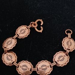 Vtg.solid Copper Southwestern Links Bracelet
