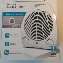 BLACK & DECKER Personal Desktop Heater White BDH101W BRAND NEW. Condition is "New".
High and low power heat settings as well as fan setting for maximu