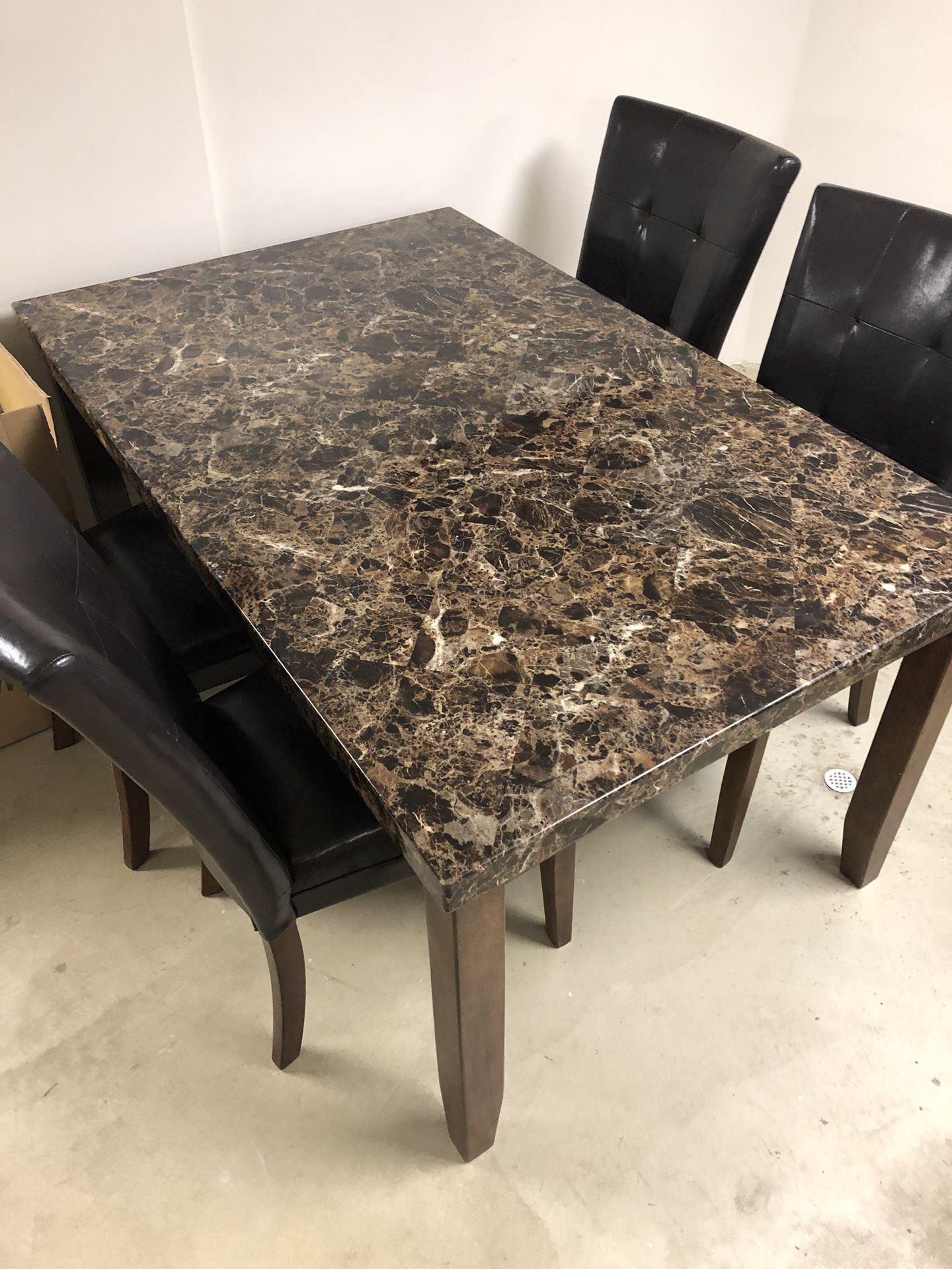 Faux marble rectangle table and chairs