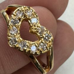 Fine stamped 10k Gold Heart Zircon size 7 Ring