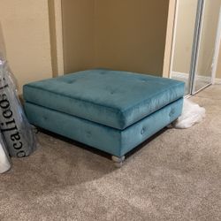 48x48x22 Custom Built Velvet Ottoman 