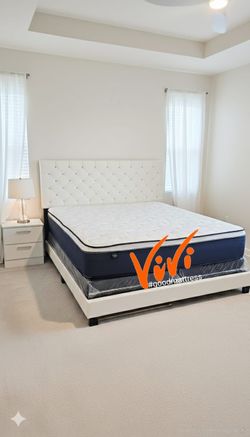NEW KING PILLOW TOP MATTRESS WITH BOX SPRING 3PC. BED FRAME ISN'T AVAILABLE
