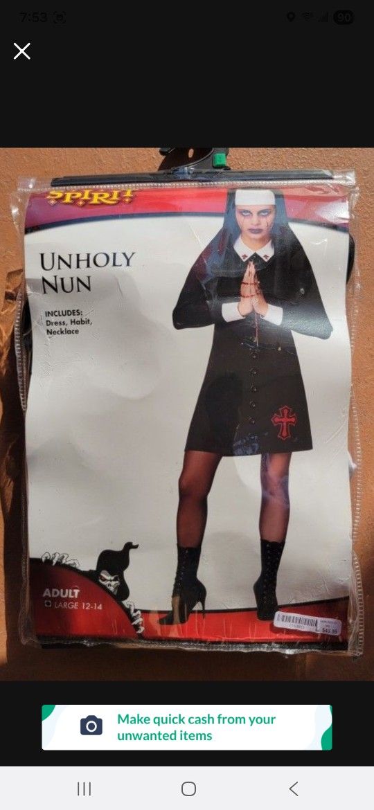 Adult Nun Halloween Costumes LARGE