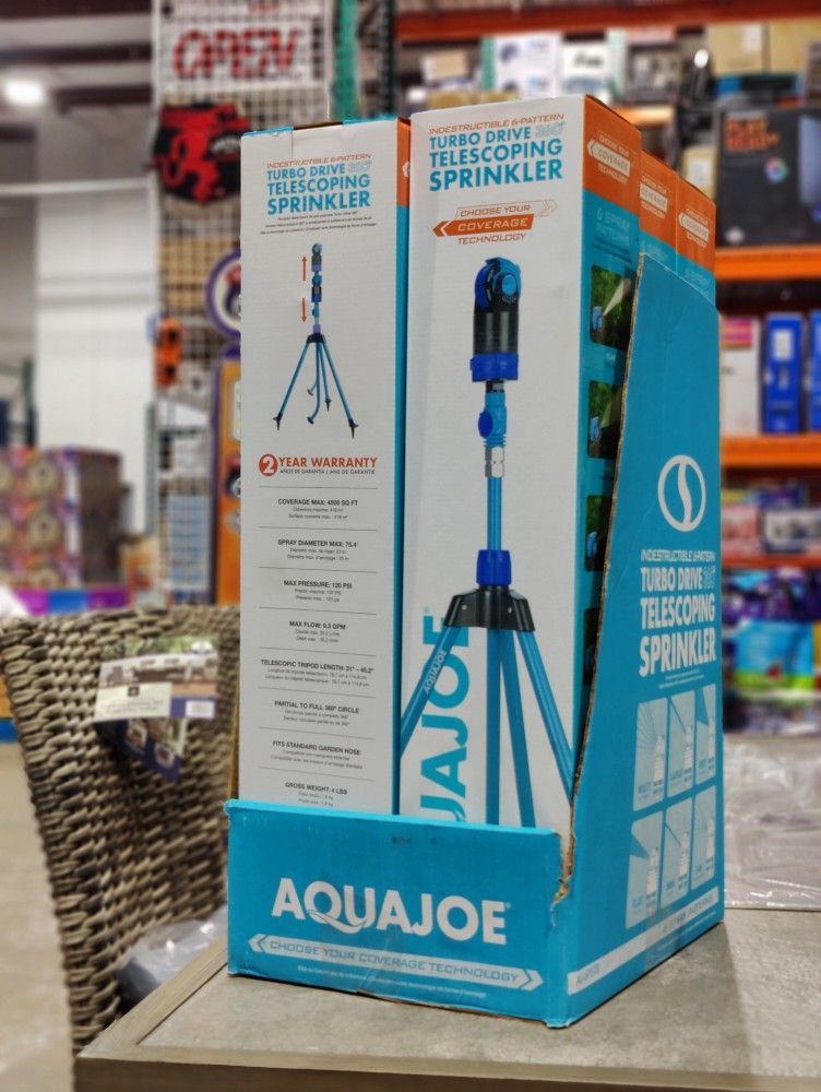 Aqua Joe 360° Telescoping Sprinkler & Mister with Metal Tripod Base