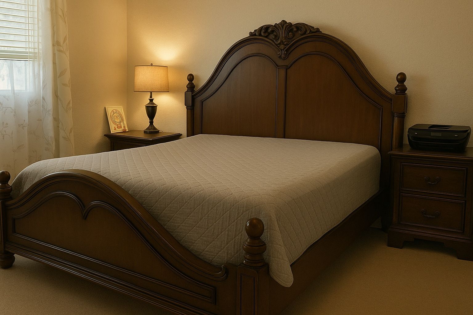 Cal King Bed Set with 2 Nightstands & Console – Great Condition!