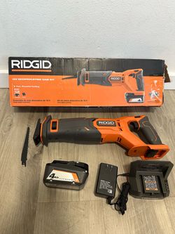 RIDGID 18V Cordless Reciprocating Saw Kit with 4.0 Ah Battery and Charger