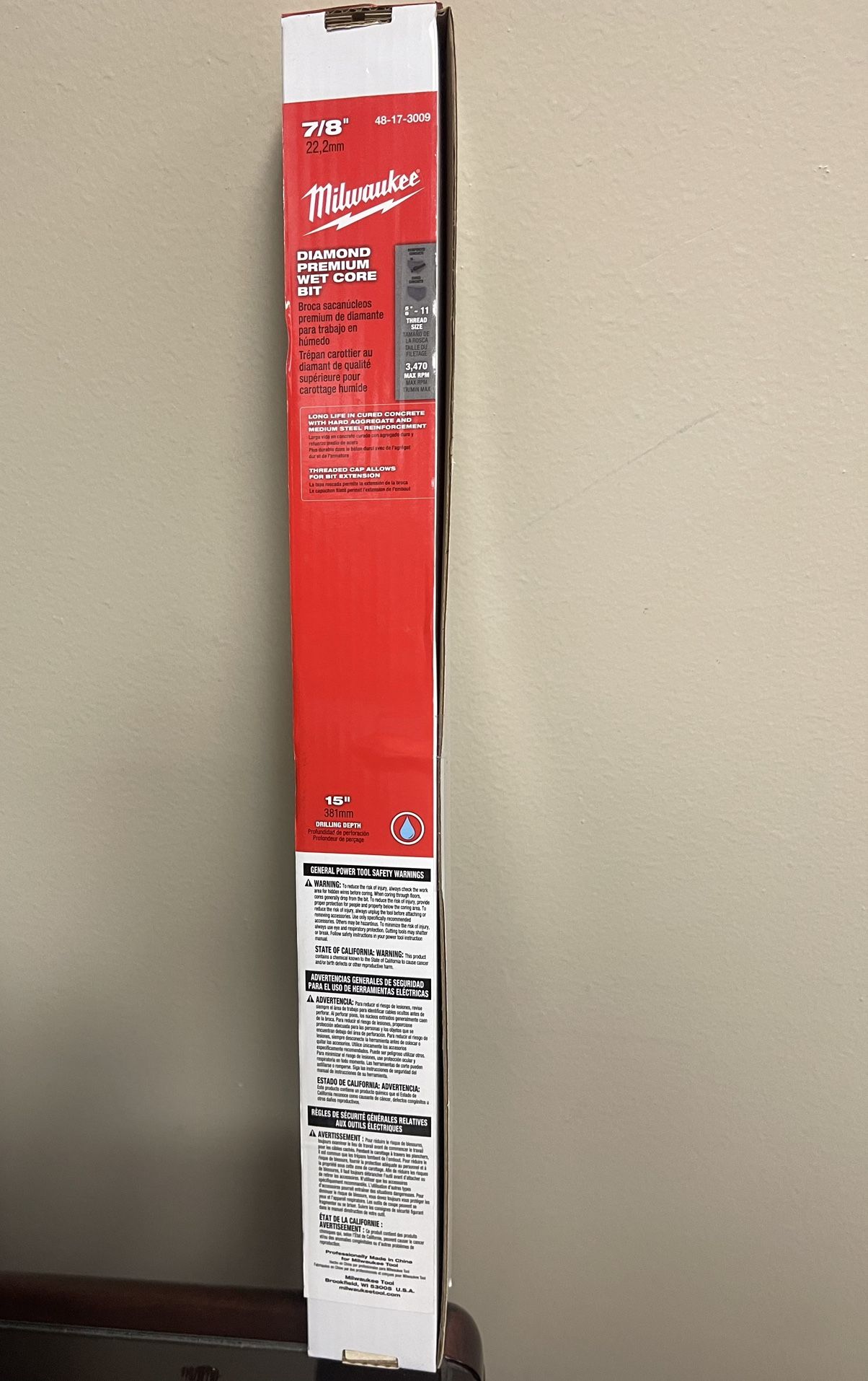 Milwaukee Diamond Wet Core Bit (5 New Bits)