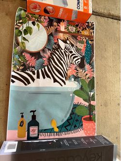 Whimsical Zebra in Bathtub Unframed Canvas Art Print (15.5" x 24") – $5