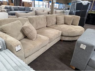 Tan comfy sectional w/ round chaise