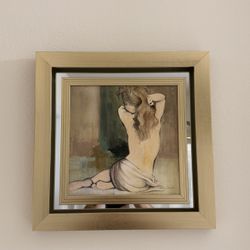 Set of 2 Framed Feminine Figurative Art Prints – Gold Frame Wall Decor