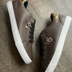Guess Monogram Brown Sneakers With Charms Women’s Size 11