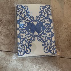 Blue Butterfly Empty Invitations