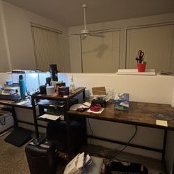 96 Inch Double desk Home office W/Printer And chair