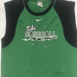 Vintage Nike Baseball Sleeveless Shirt Green and black size 7 kids 
