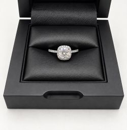 925 Sterling Silver 1.00CT MOISSANITE Halo Engagement Ring