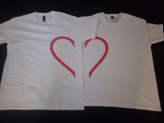 Brand New - Custom Made Matching Heart Couple T-Shirts (2-Shirt Set)