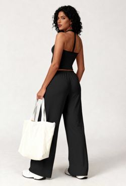 halter top wide pants set