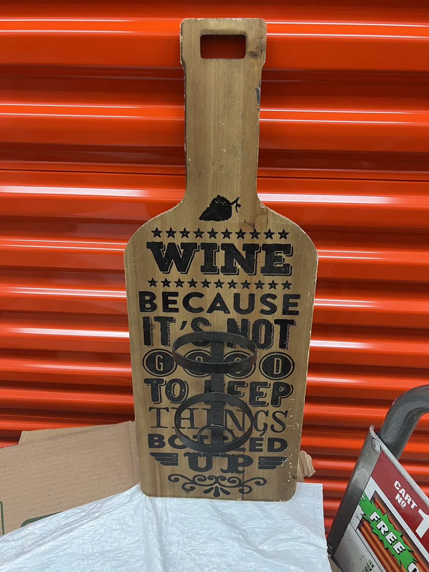 Wine bottle holder/decoration, wooden, single bottle holder, 24” tall, 9” wide