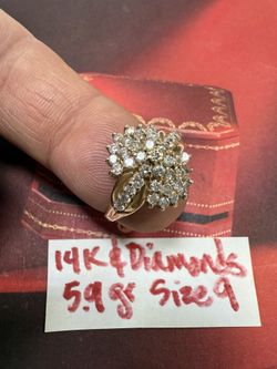 14K Solid Gold DIAMONDS 💎 RING For Wedding 5.9Gr Size 9