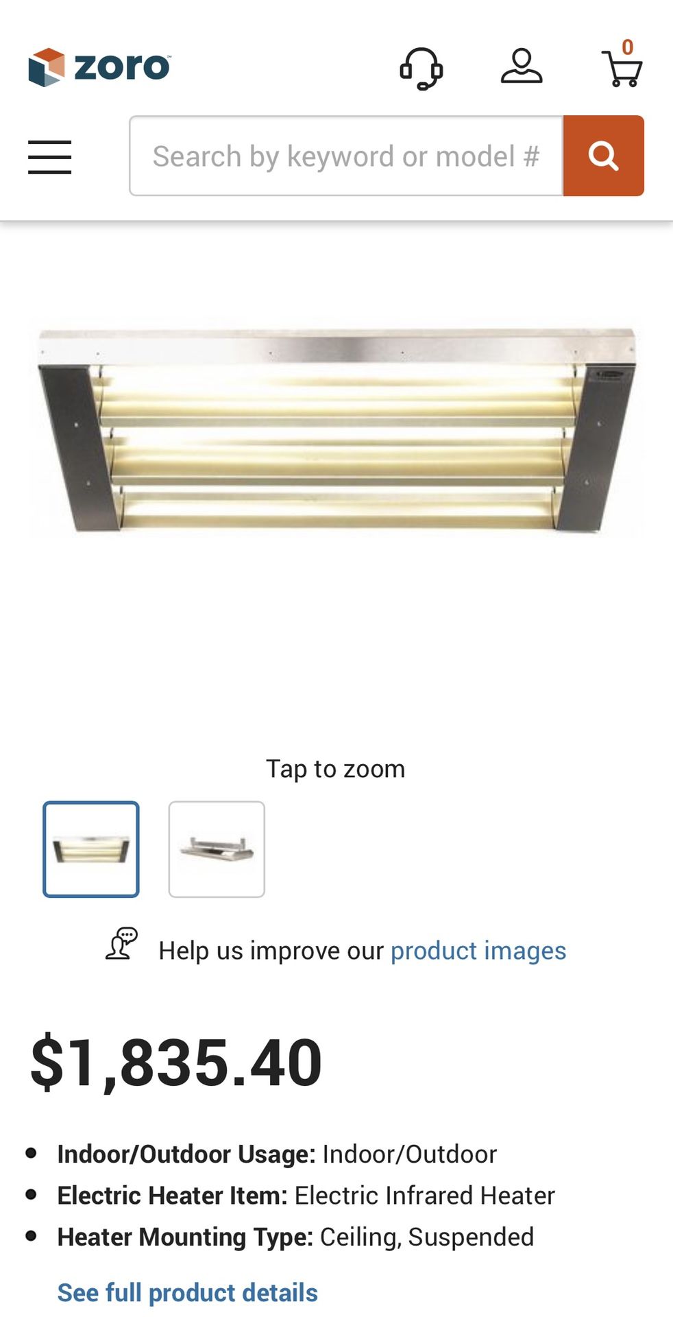 Fostoria Electric Infrared Heater, Ceiling, Suspended, 304