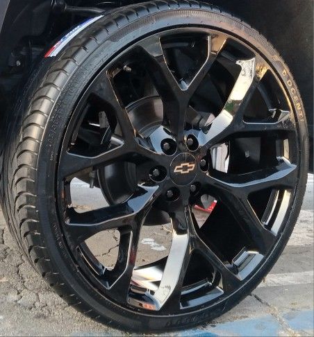 26" 26x10 Chevy Silverado GMC Sierra Replica Wheels & Tires Tahoe Suburban Escalade Yukon Ram Tundra Titan Rims Rines Llantas.. Setof4