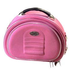 Pink Cosmetic Vanity Box Makeup Bag Travel Luggage Damaged Shoulder Strap