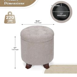 15” Small Ottoman With Storage 