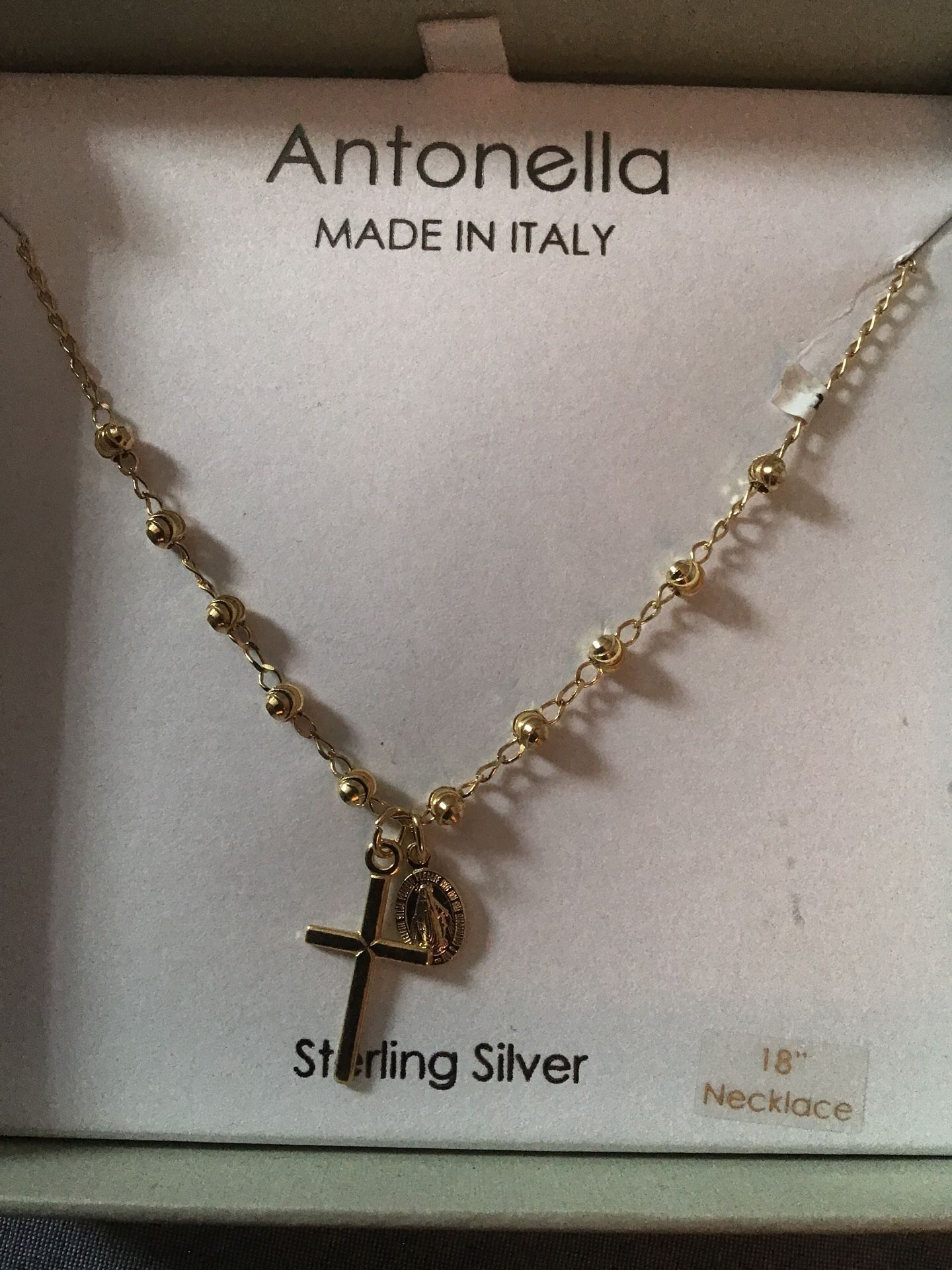 BY ANTONELLA. STERLING SILVER. 18”. CROSS NECKLACE