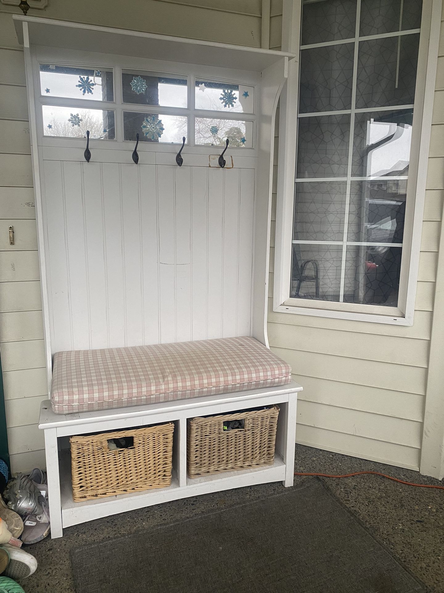 Hall Tree Bench With Coat Rack And Storage Containers