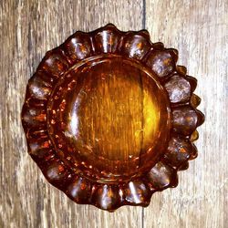 Vintage Fenton Amberina Glass Ashtray Hobnail 6.25” Diameter