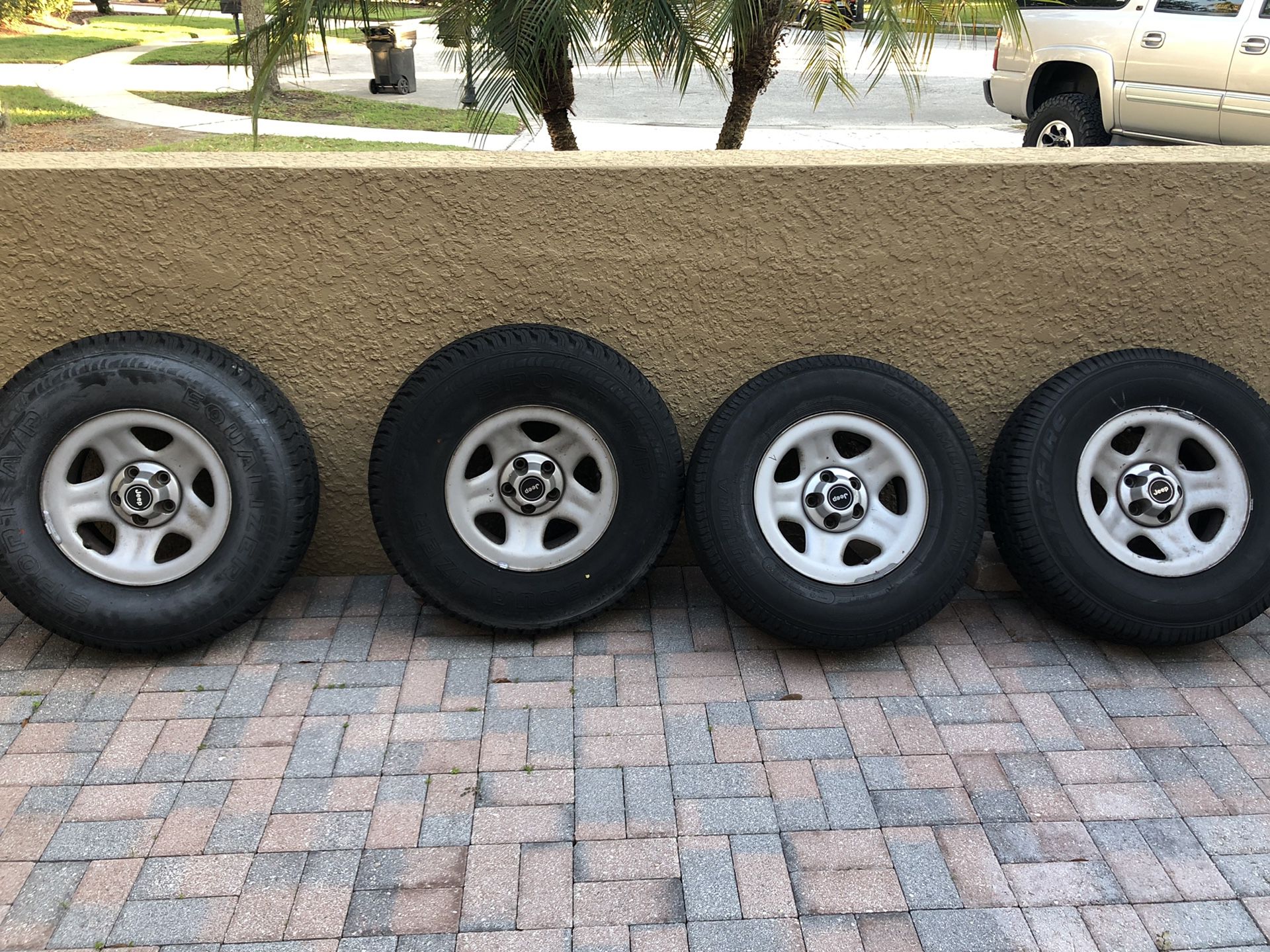 5 Jeep Wrangler TJ rims and tires