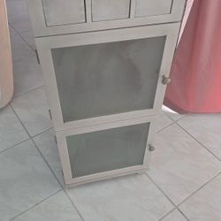 Blush Pink Cabinet With Frosted Glass Top 