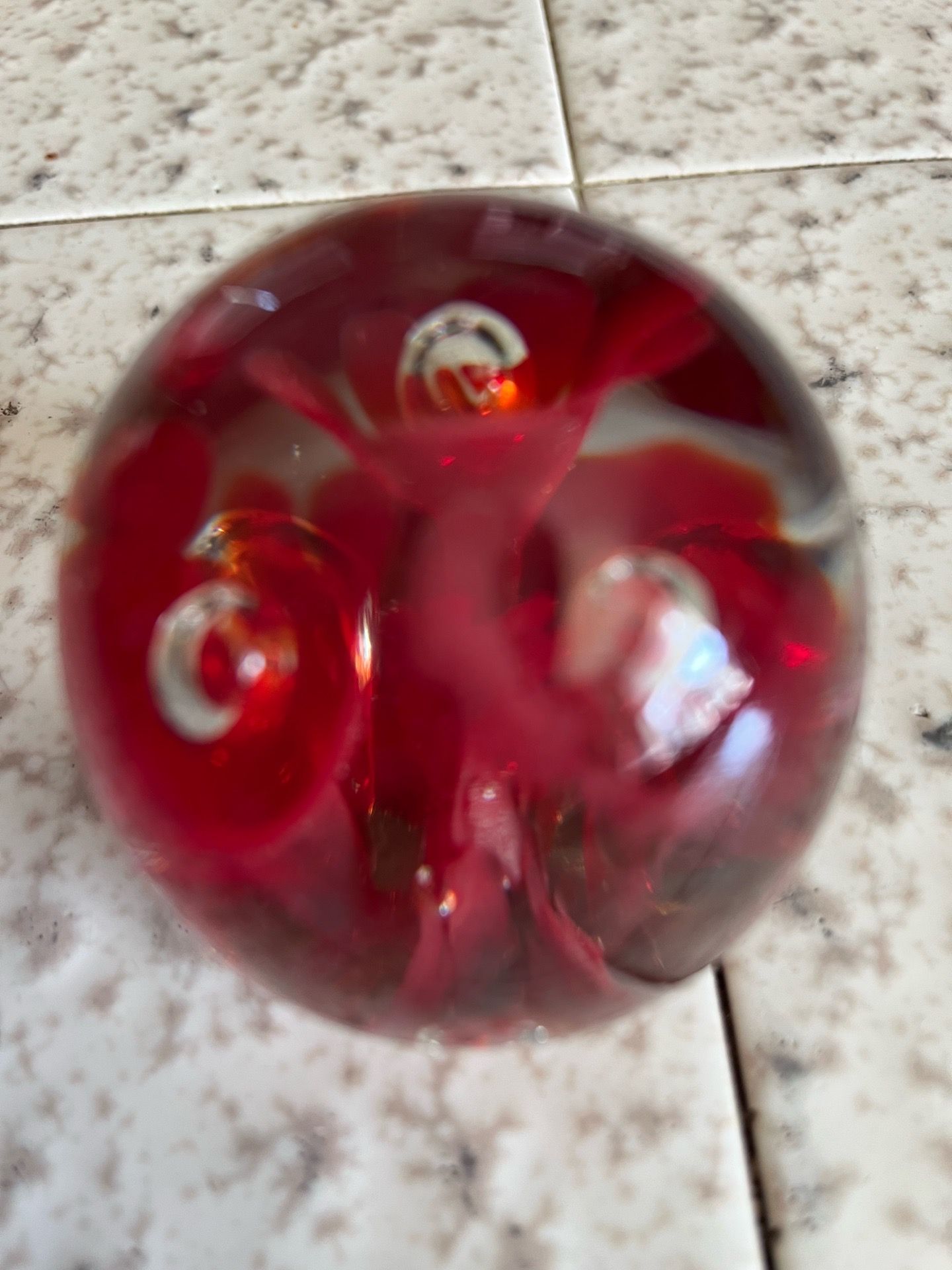 Red flower paperweight