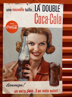 Vintage French Coca-Cola Cardboard Advertising Sign – Original – 15” x 23”