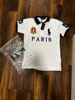 Polo Ralph Lauren Men’s Paris Polo Pony Logo Pique Polo Shirt White Navy S