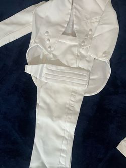 White Satin Tuxedo Suit Set