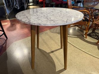 Mid-Century Modern Round White Dining Table