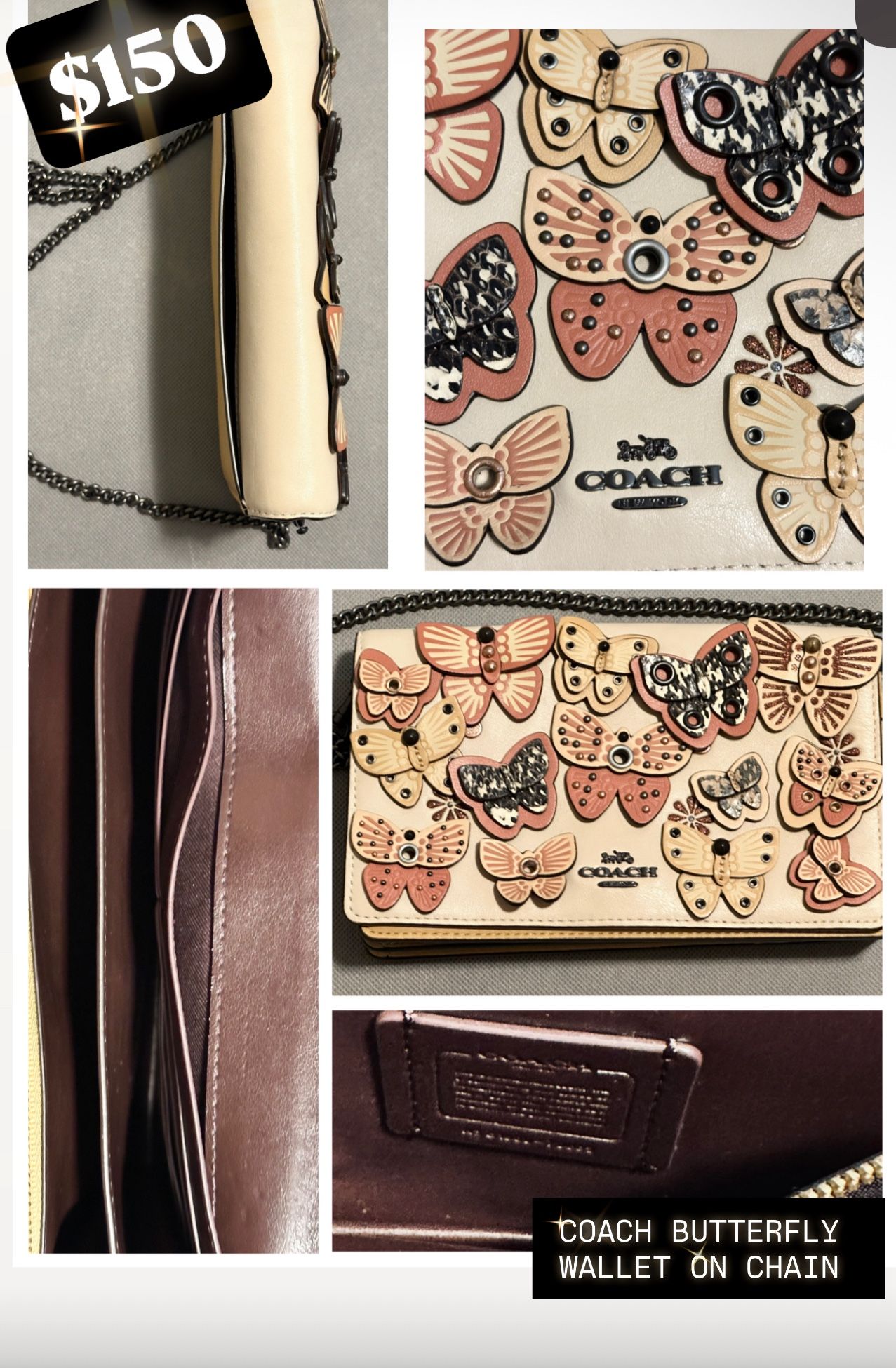 COACH BUTTERFLY WALLET ON CHAIN