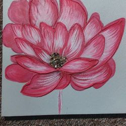Pink Flower On Canvas