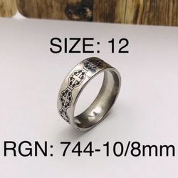 Stainless Steel Ring Band For Men & Women: Size-12/RGN-744-10