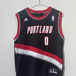 Adidas Portland Trail Blazers NBA Damian Lillard Youth Medium Jersey Red Black