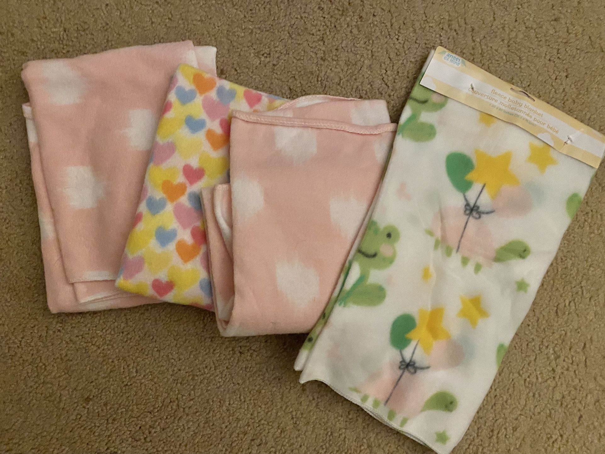 Set of 4 - Fleece Baby / Pet Blankets - 30” x 30”
