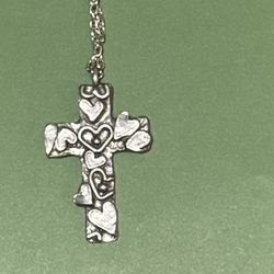 Marcie USA, Beautiful Heart Cross Pewter Pendant Necklace