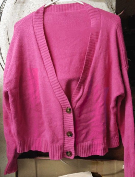 Baggy Look Raspberry Color Cardigan Sweater