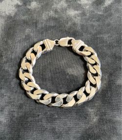 Sterling 925 Mens Italy Vintage VTG Bracelet Cuban Flat Curb Link 1/2" 12.70mm Wide 60.45g Solid Heavy 8" Plata